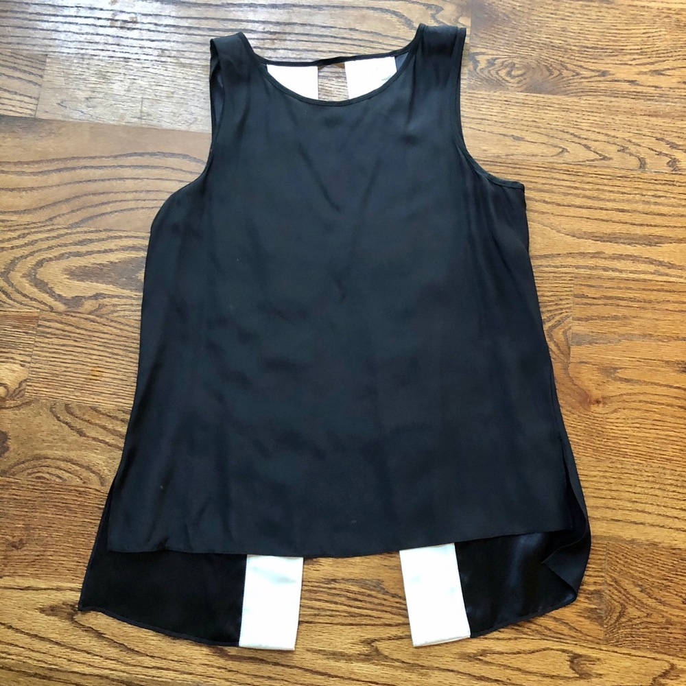 Parker Two Toned Raven Silk Split Back Tank Top